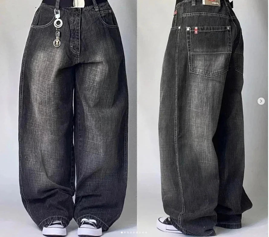 American Fashion Hip Hop Joker Oversized Jeans Women Street Y2K New Clearance Spot Hot Mopping Wide-leg Pants Unisex Loose Jeans