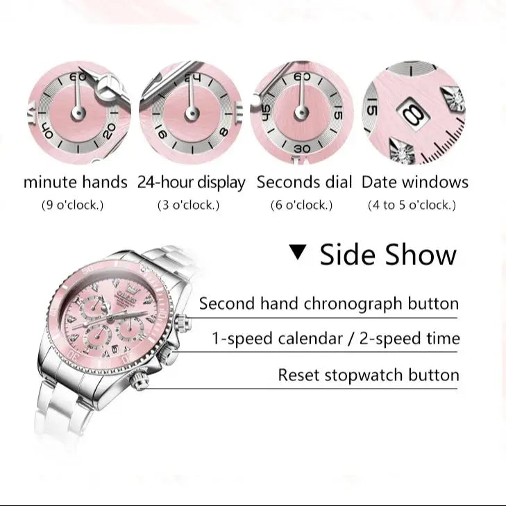 Luxury Women Watch Original Quartz Watch Multi functional HD Date Waterproof Luminous Chronograph Women Gift Watch