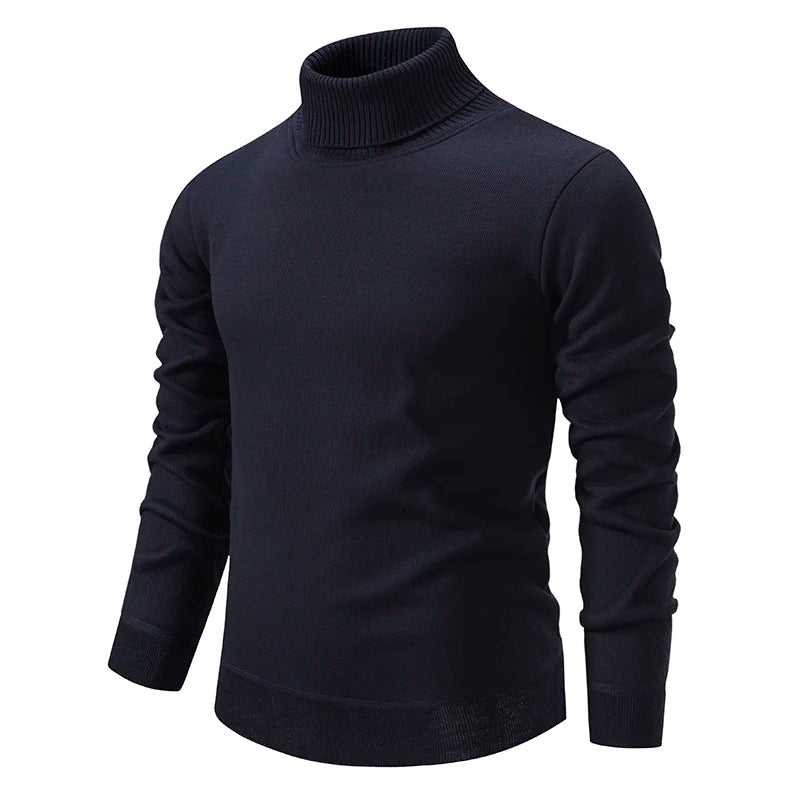 New Winter Turtleneck Sweater Thick Mens Casual Pullover Sweaters Solid Color Quality Warm Slim Turtleneck Sweaters Pullover Men