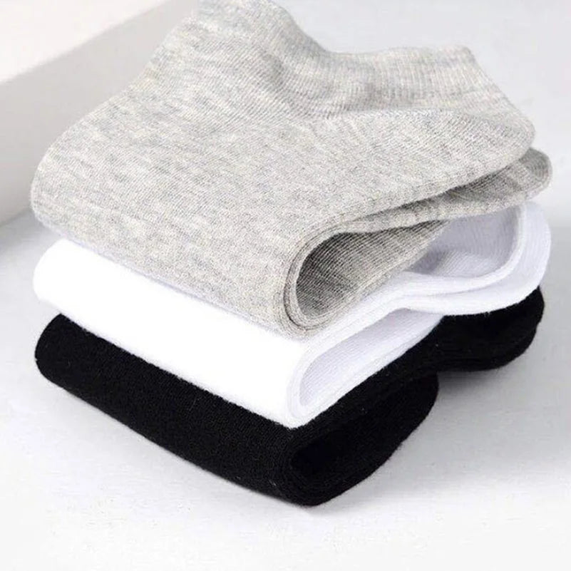 10pcs=5 Pairs Low Cut Mens Socks Solid Color Black White Grey Breathable Cotton Sports Socks Female Male Short Ankle Socks Women