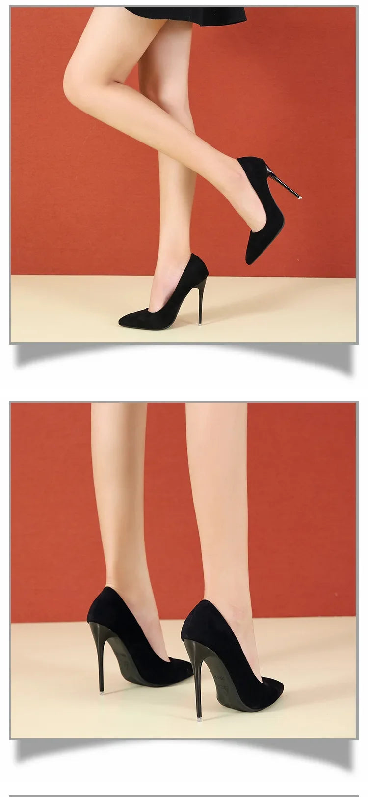 Big Size 35-45 women's shoes 2024 concise flock high heels women pumps pointed toe classic red gray ladies wedding shoes office