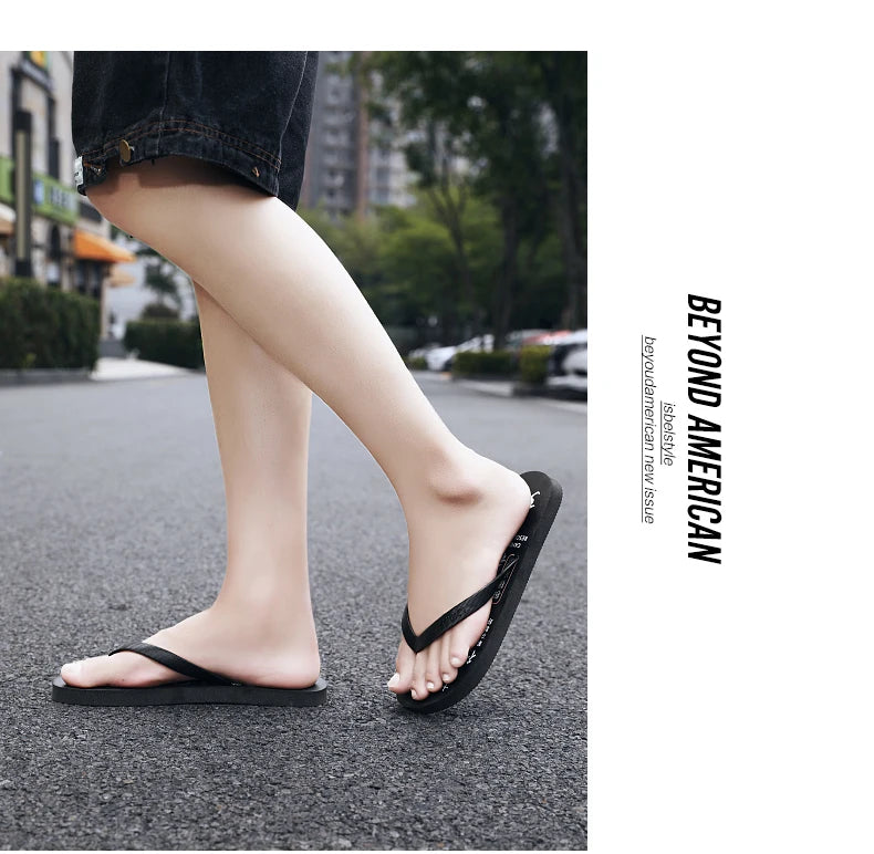 Flip Flops men's summer non-slip sandals men's foot clamp trend rubber abrasion resistant outer wear beach shoes slippers men