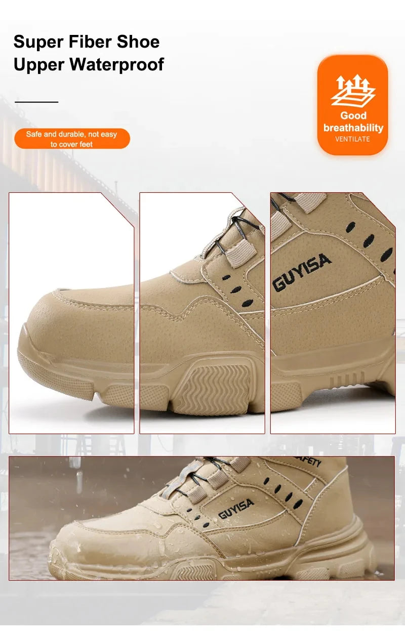 Men's Rotating Button Anti-Smash Anti-puncture Steel toe work Safety Shoes Men Work Boots Protective Women Sneakers Shoes
