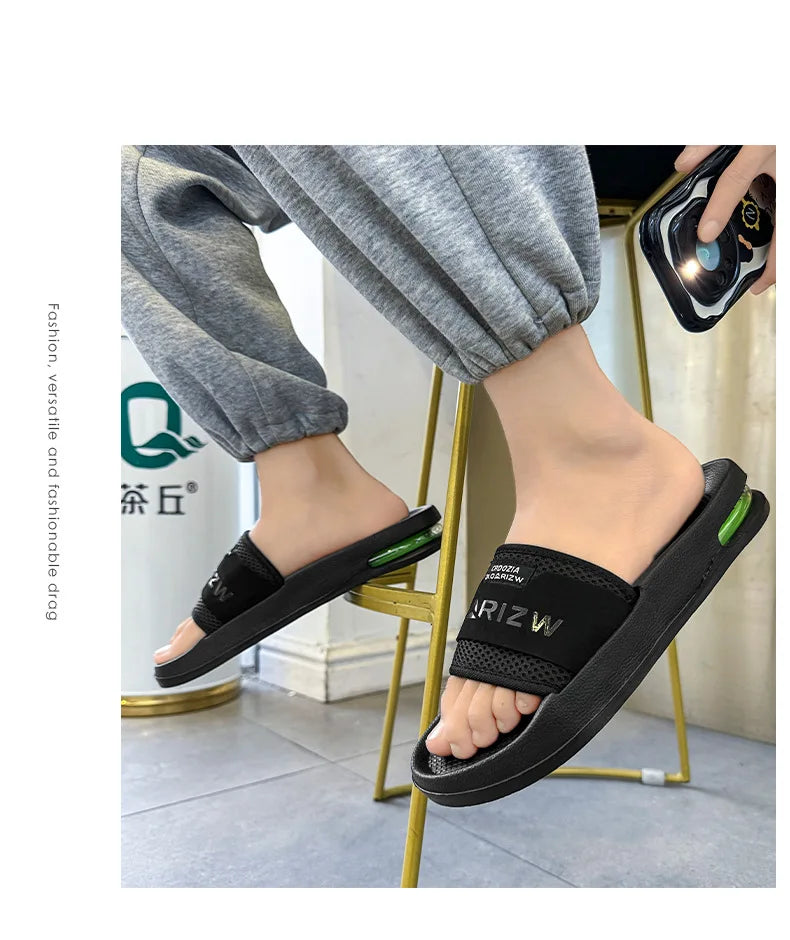 Summer Men's Mesh Surface Slippers EVA Platform Open Toe Slip on Sandals Home Non-slip Slides Outdoor Beach Sandal Shoes for Men