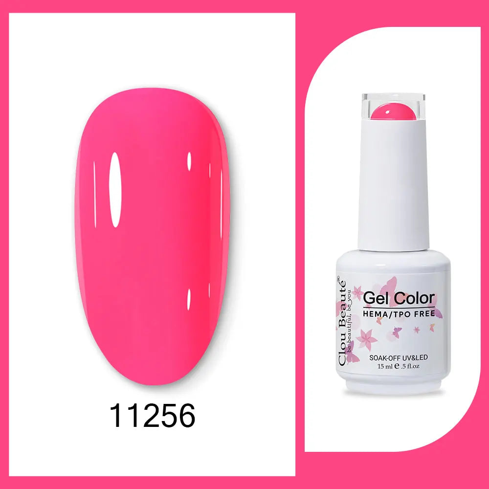 Clou Beaute 15ml Red Black White Green Neon Gel Nail Polish Base Top Coat Velvet Top 400 Colors Semi Permanent Gel Nail Varnish