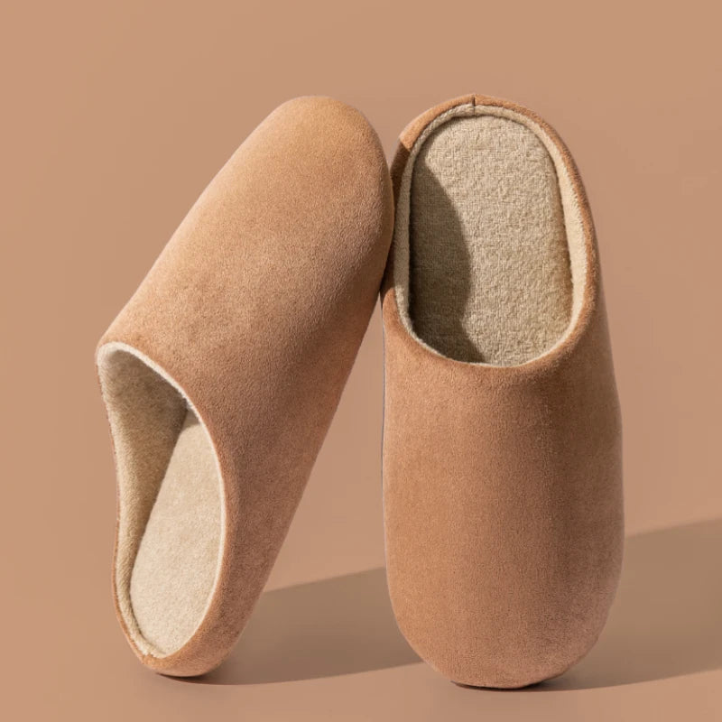 Men's Solid Color Slippers Autumn and Winter Thin Velvet Mute Soft Bottom Non-Slip Soft Comfortable Indoor Floor Home Shoes