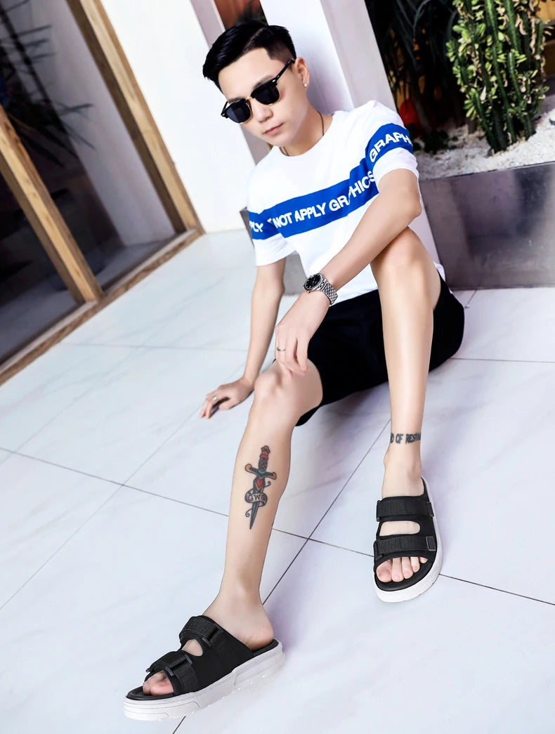 Men's Sandals Flat Sandals Men's Slippers Shoes for Men Wear-resistant Soft and Comfortable Indoor and Outdoor Non-slip Fashion