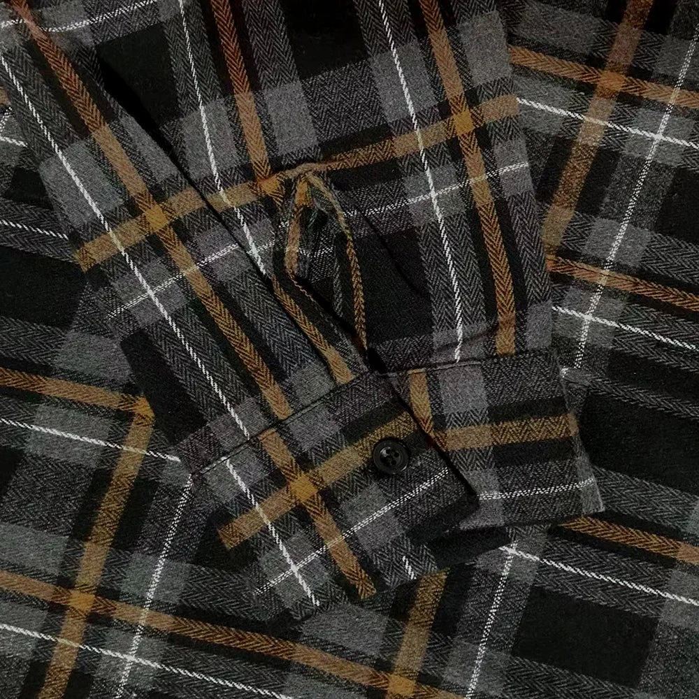 Men's Spring Autumn Plaid Button Down Shirt Long Sleeve Casual Open Front Cardigan Fashion Loose Fit Top