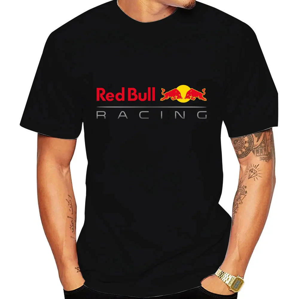 Red Bull Logo Racing Team Men Summer T-shirt Short Sleeve Women T Shirts 100% Cotton Fashion Couple Oversized Clothes Tees Tops
