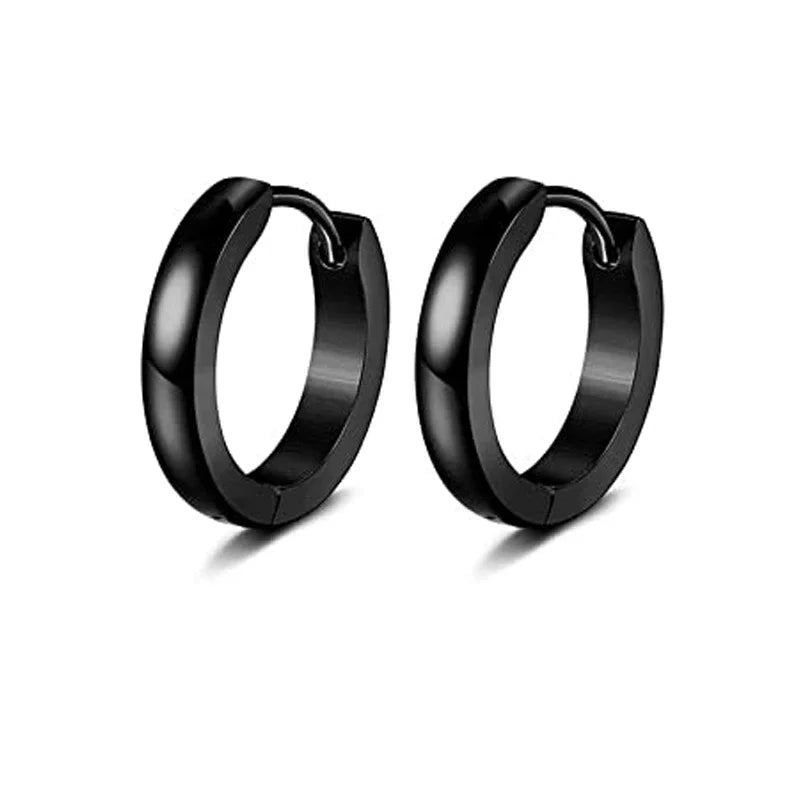 Punk Black stainless steel earrings men's small ball earrings cartilage earring endless earrings black men's and women's set