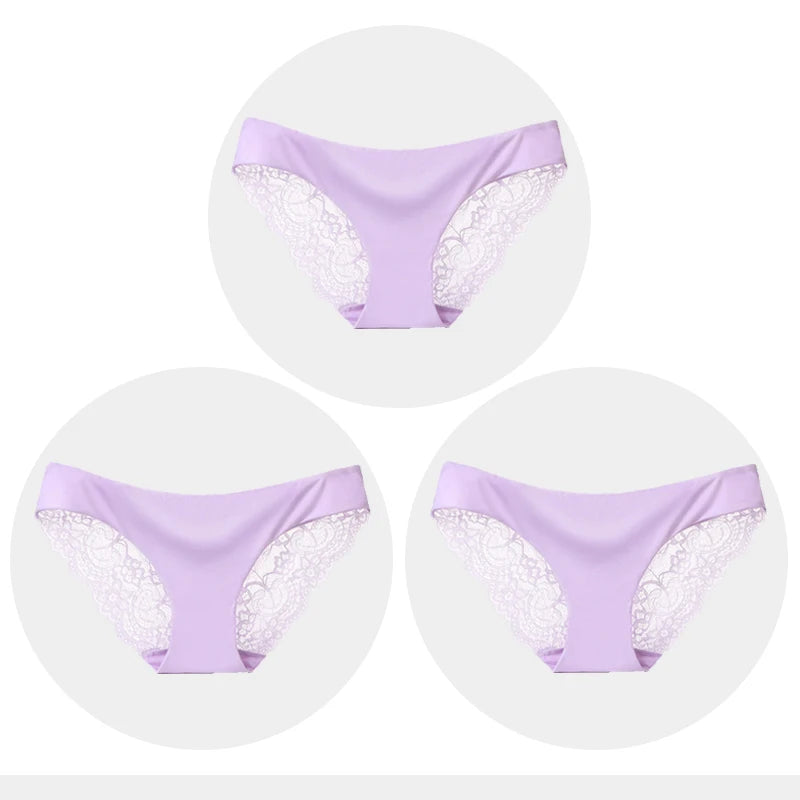 Women's Seamless Underwear Leopard Intimate Women Sexy Lace Black Floral Panties Seamless Panty 3pcs/set