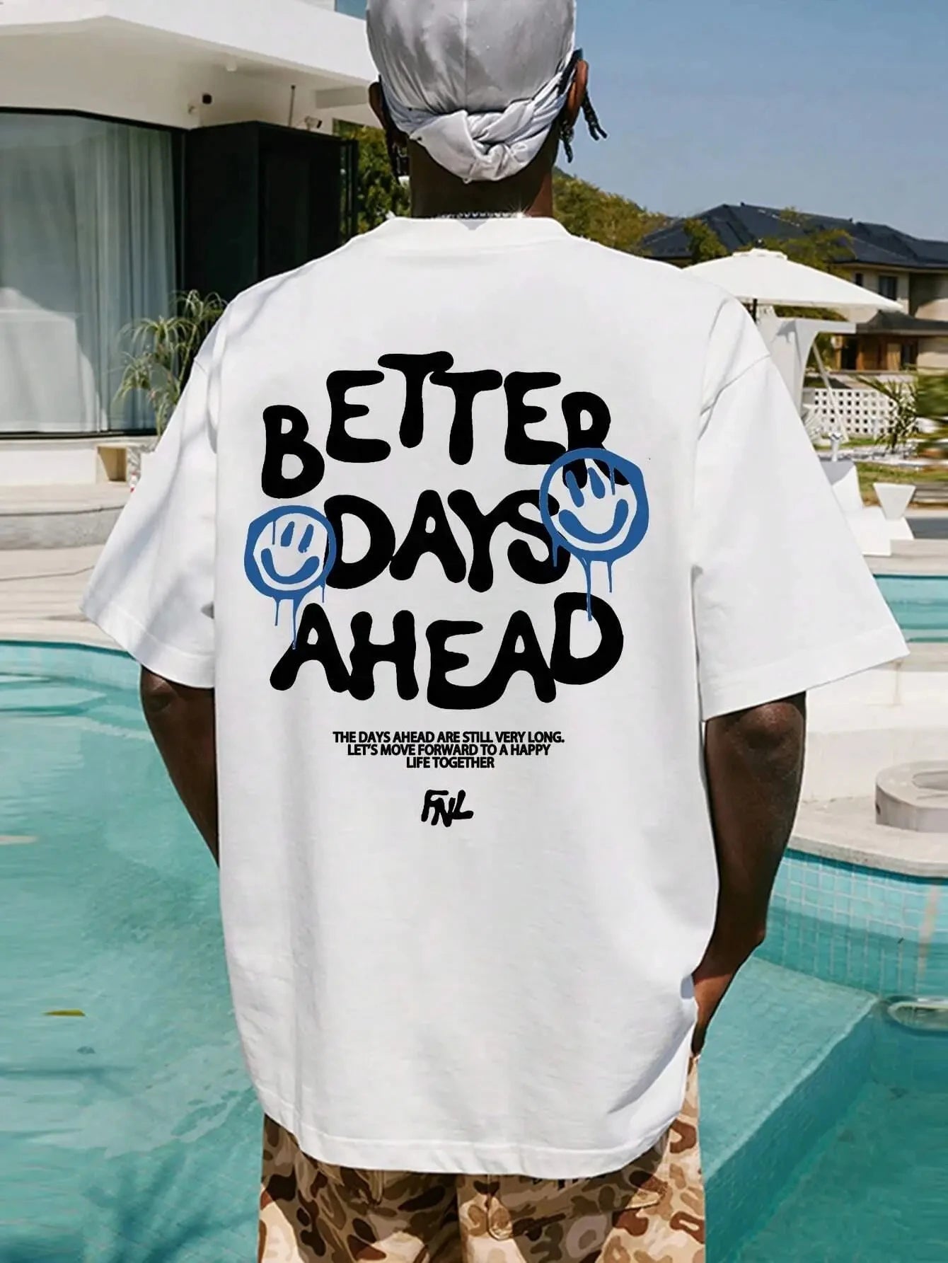Better Days Ahead Letter Graphic Men Cotton T-Shirt O-Neck Casual Oversize T-Shirt Fashion Tee Clothes Summer Loose Tshirt