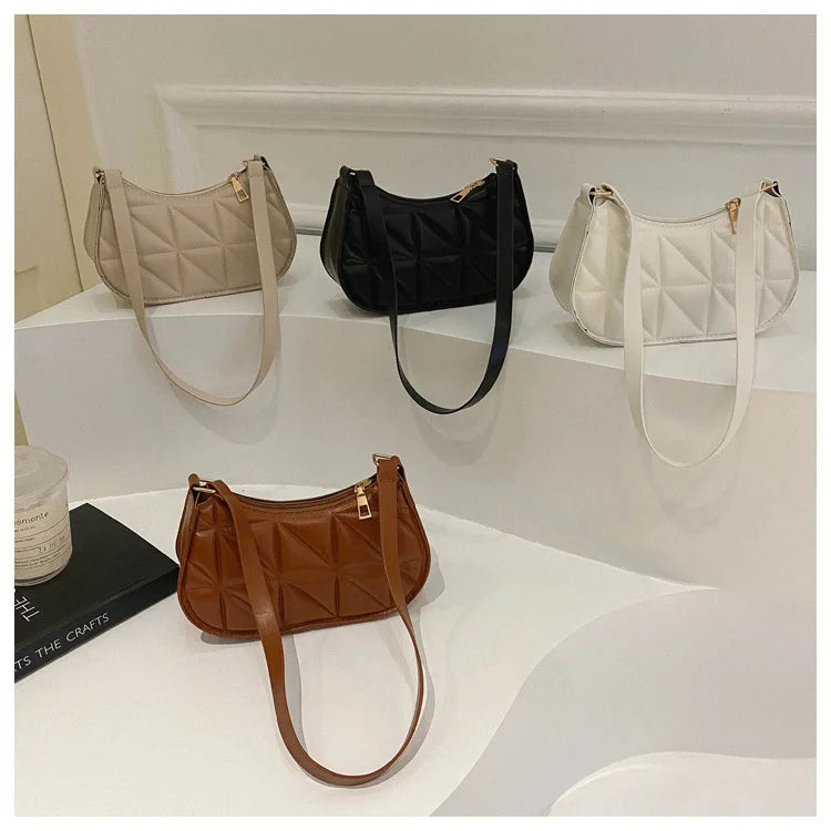 New Solid Color Casual Women's Handbags Shoulder Bag with Niche Retro Design Fashionable and Trendy Leather Crossbody Bags