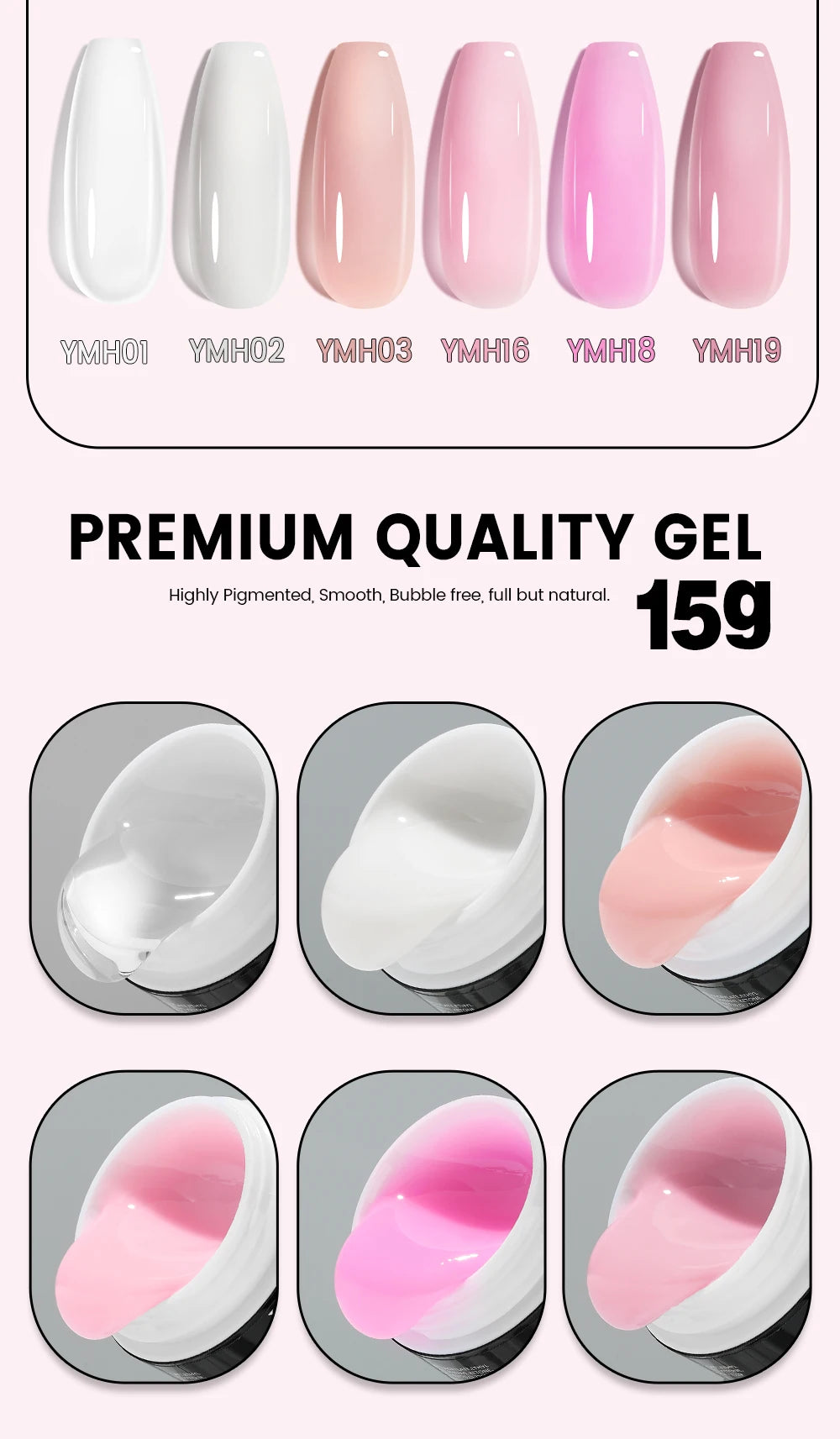 YOKEFELLOW 15g Jelly Extension Gel Nail Polish Nude Pink Clear Building Construct Extend Gel Soak Off UV LED Acrylic Gel Varnish