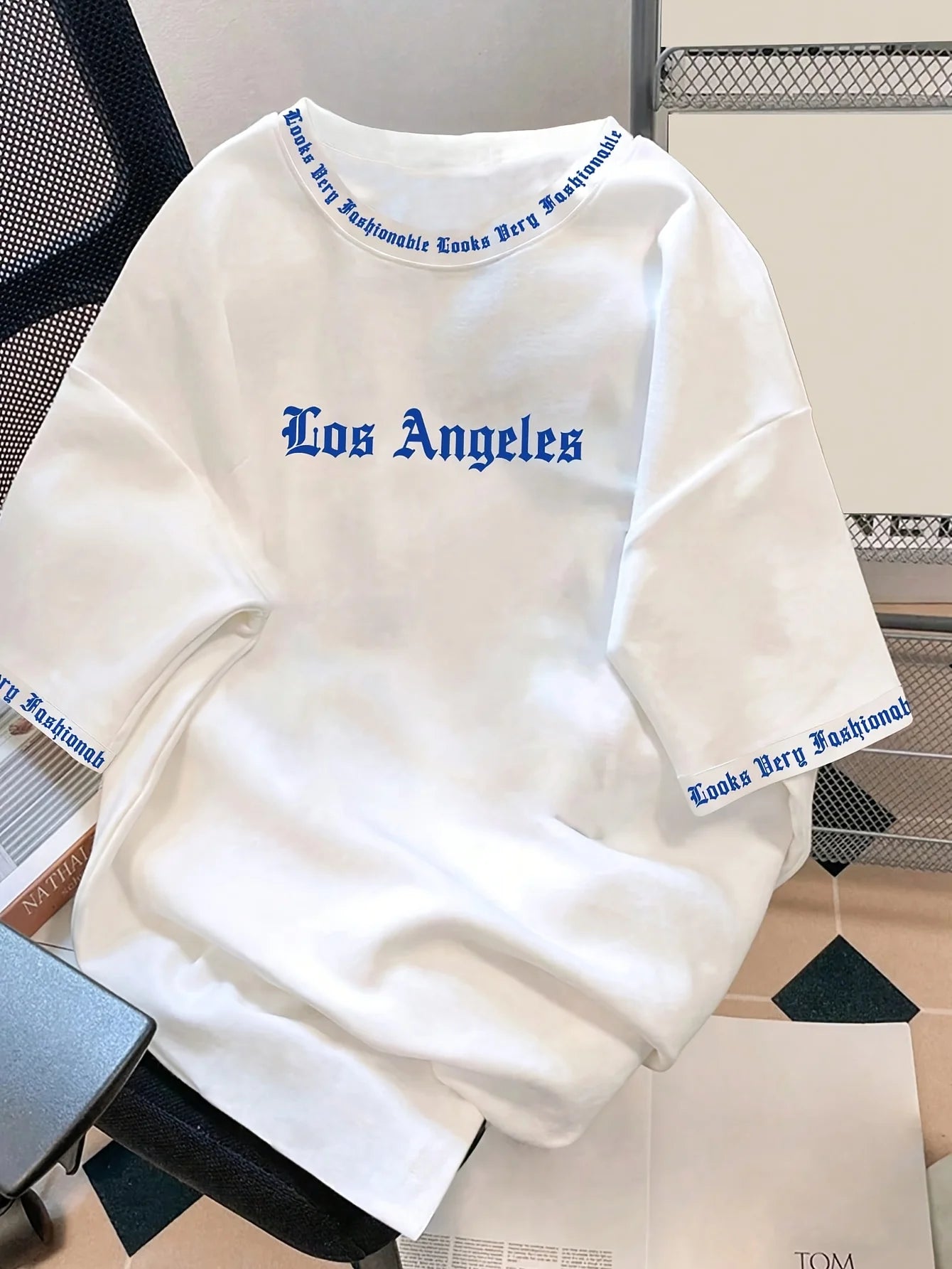 The 2025 summer new men's T-shirt 3D letter print casual loose solid-color basic coat with American style