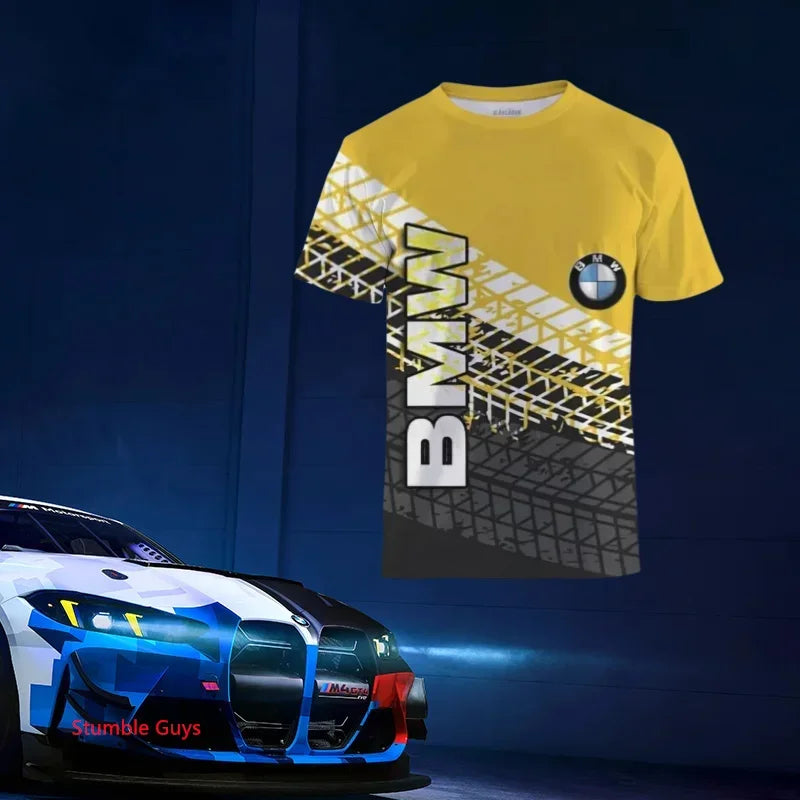 Summer Men's BMW T-Shirt Sports Motorcycle Racing Short Sleeve Fashion Casual M Power Car Brand Clothes