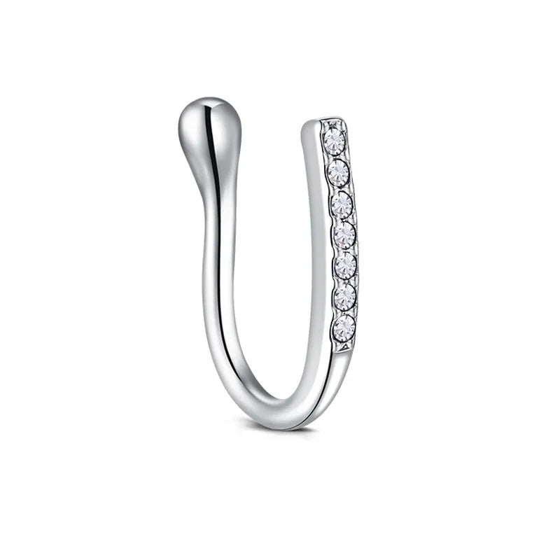 1Pcs Stainless Steel Nose Ring Hoop C Shape Septum Rings Non Piercing Ear Clip Earring Fake Nose RingsWomen Piercing Jewelry