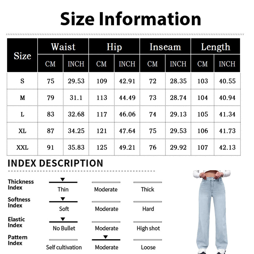 New Y2K Washed Blue Straight Loose Fit High Waist Hole Trousers Pants Women's Jeans Fashion Personality To Do Old Denim