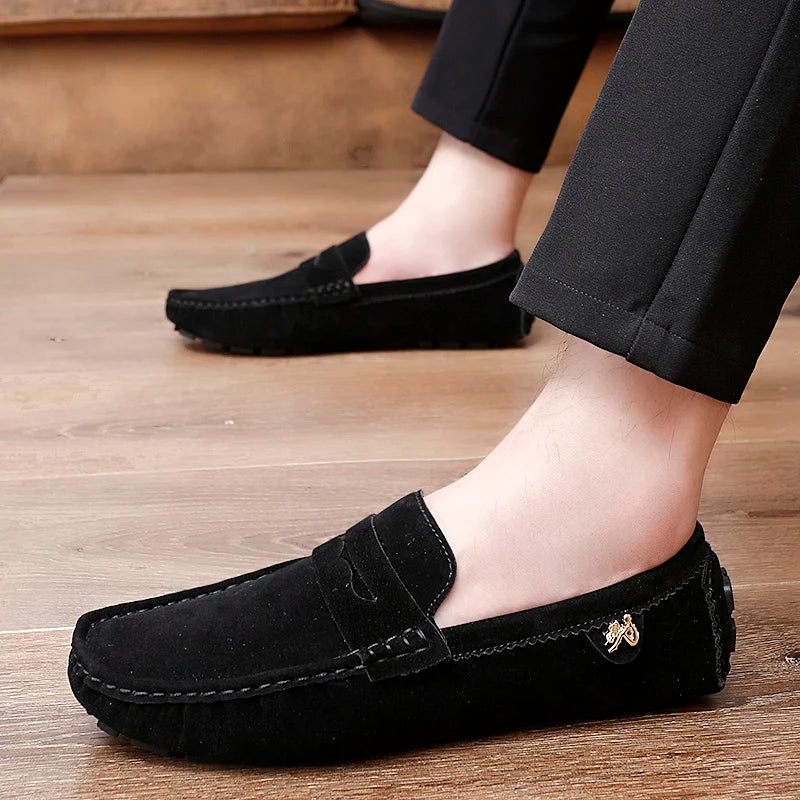 Suede Leather Penny Peas Loafers Men Women Boys Driving Shoes Big Size 35-48 Moccasins Slip on Flats Designer Mens Loafers Pink