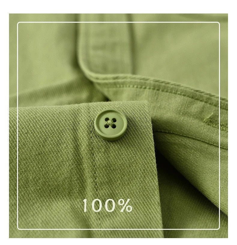 Basic Men's Long-Sleeve Cotton Shirt - Casual and Versatile Spring Style 100% Cotton Solid Color Casual Shirt