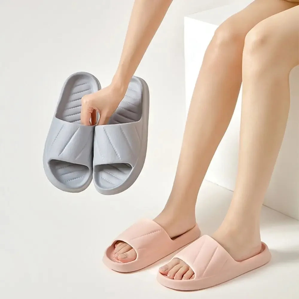 Women's Slippers Soft EVA Sandals Comfortable Stripe Decoration Cute Casual Shoes Non-Slip Shoes Solid Color Bathroom Sandals