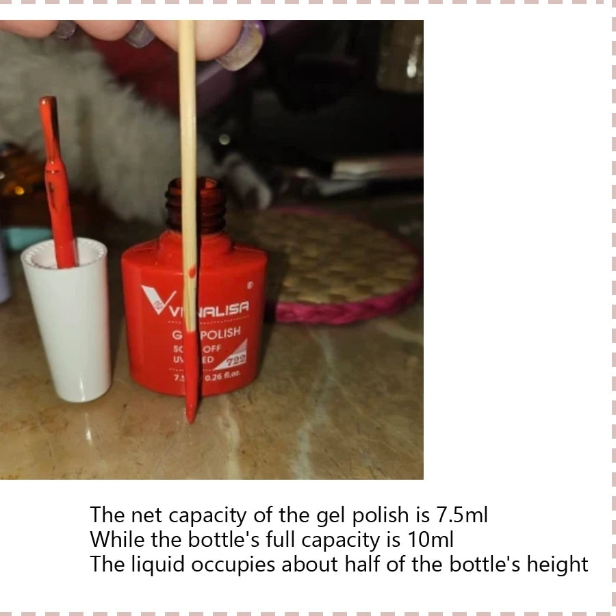 Venalisa Gel Nail Polish 7.5ml White Cap Glass Nail Gel Polish NoWipe Top Soak Off UV LED Nail Lacquer Glitter Color Gel