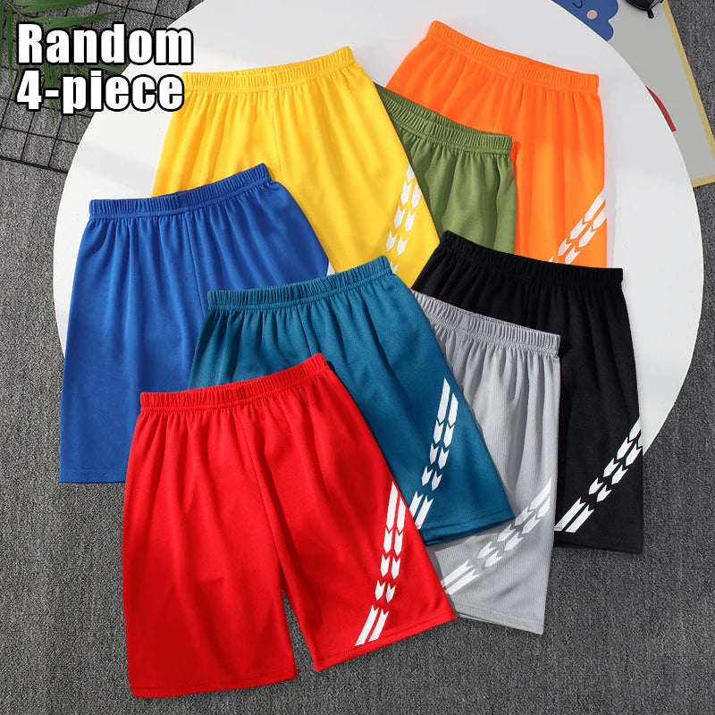 2/4 Pcs Boys' Summer Solid Color Quick Drying Breathable Set Big Kids' Loose Sports Running Hiking Outdoor Short sleeved Shorts