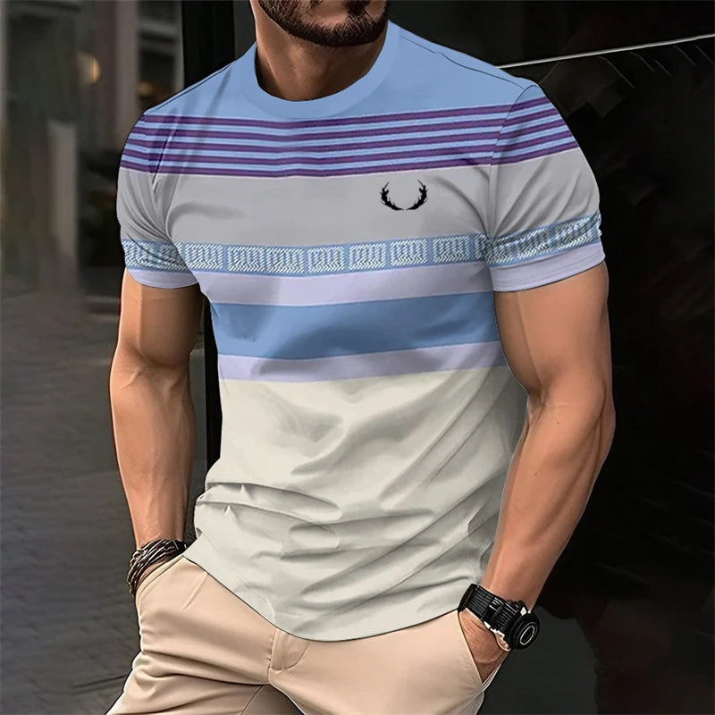 Simple Striped 3D Printed T Shirts For Men Fashion Summer Short Sleeve 3D Printed Kids T-shirts Casual Daily Wear Loose Tees
