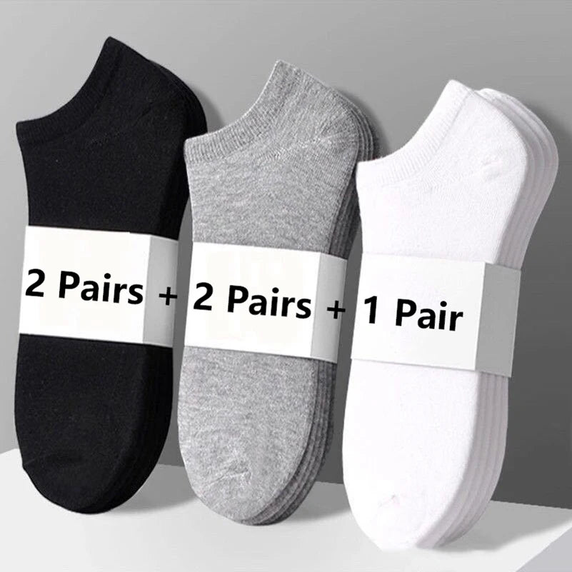 10pcs=5 Pairs Low Cut Mens Socks Solid Color Black White Grey Breathable Cotton Sports Socks Female Male Short Ankle Socks Women