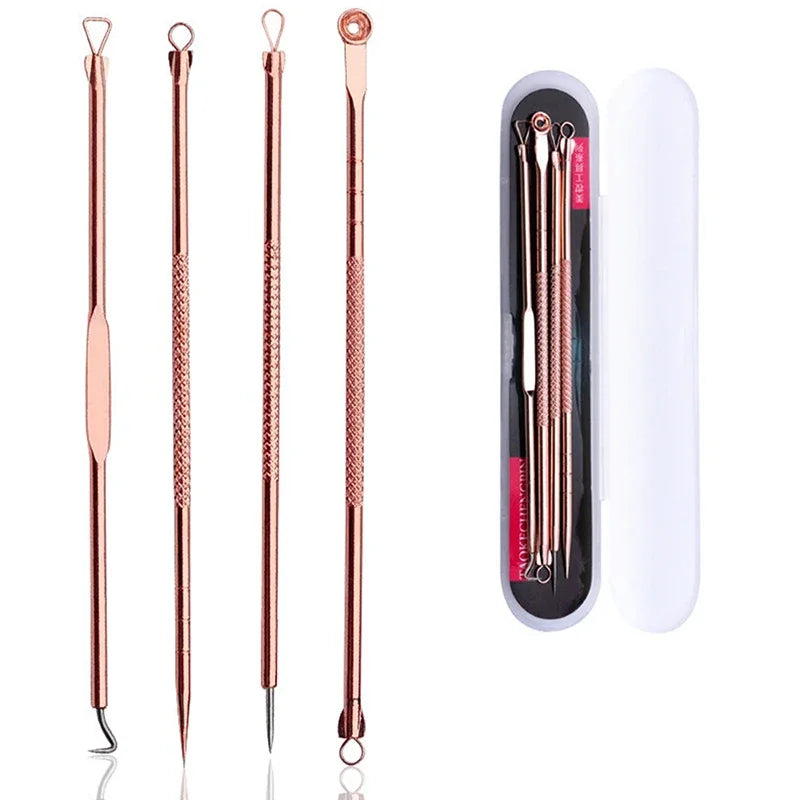 4Pcs Blackhead Removal Needles Black Dots Cleaner Stainless Steel Spot Extractor Acne Treatment Needle Face Clean Care Tool