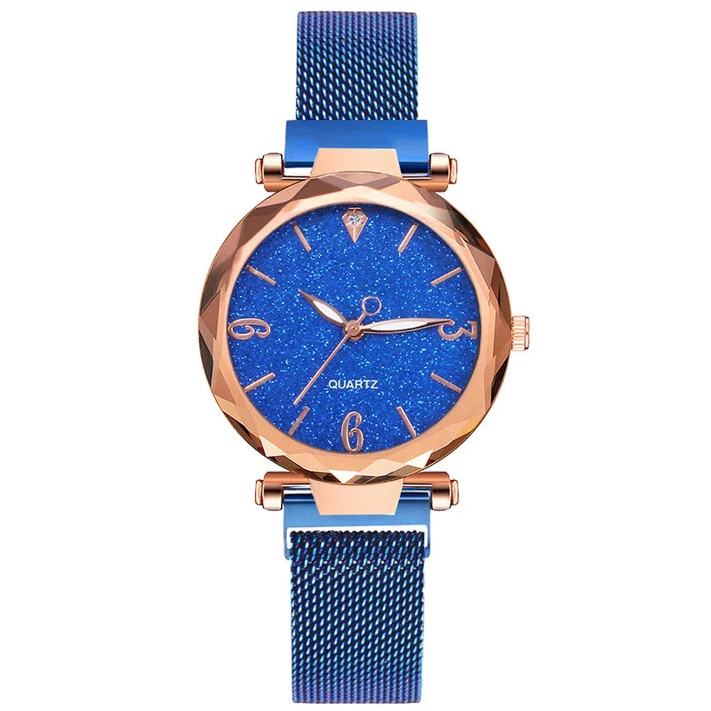 Women Watch  Top Brand Luxury Magnetic Starry Sky Lady Wristwatch Mesh Female Clock Rose Gold Relogio Feminino
