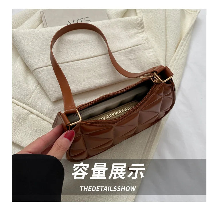 New Solid Color Casual Women's Handbags Shoulder Bag with Niche Retro Design Fashionable and Trendy Leather Crossbody Bags
