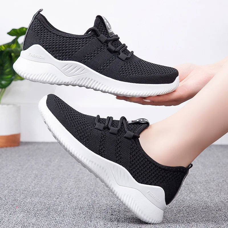 Comfortable Women's Casual Sneakers Summer Breathable Flat Shoes Fashion Women Sneakers Versatile Lace-Up Running Shoes 2025 New