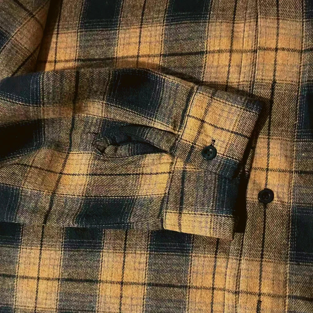 Men's Spring Autumn Plaid Button Down Shirt Long Sleeve Casual Open Front Cardigan Fashion Loose Fit Top