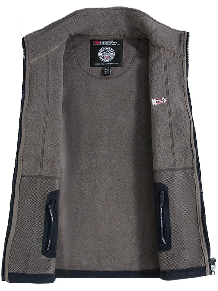 Navy Blue Fleece Zip - Up Jacket with Norwegian Flag and "Outdoor Norway" Embroidery