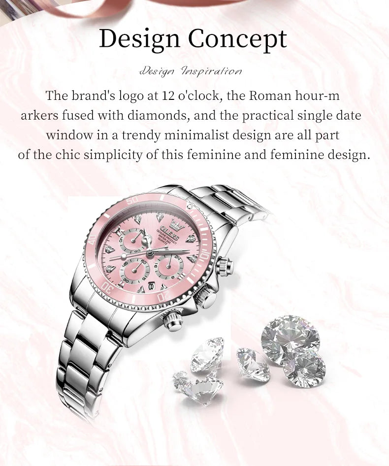 Luxury Women Watch Original Quartz Watch Multi functional HD Date Waterproof Luminous Chronograph Women Gift Watch