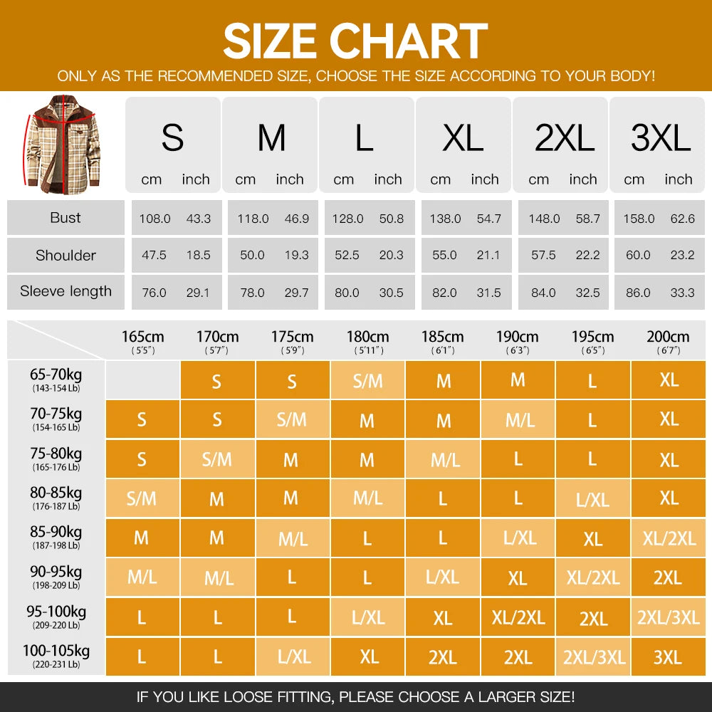 Men's Jackets Winter Windproof Warm Casual Bomber Coat Plaid Sherpa Lined Flannel Outdoor Classic Soft Jackets Men US Size