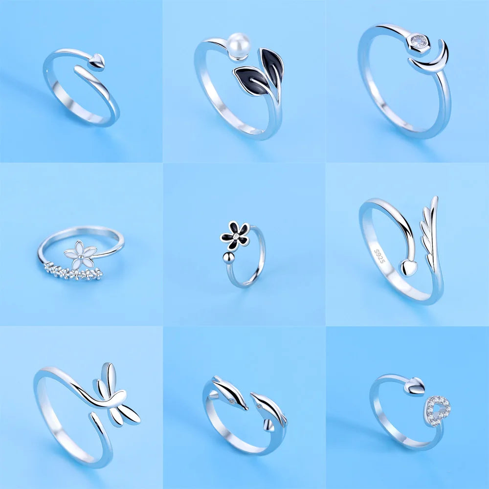 Hot 925 Sterling Silver Ring AAA Zircon Adjustable Simplicity Fashion Exquisite Women Jewelry Accessories Wedding Party Gift