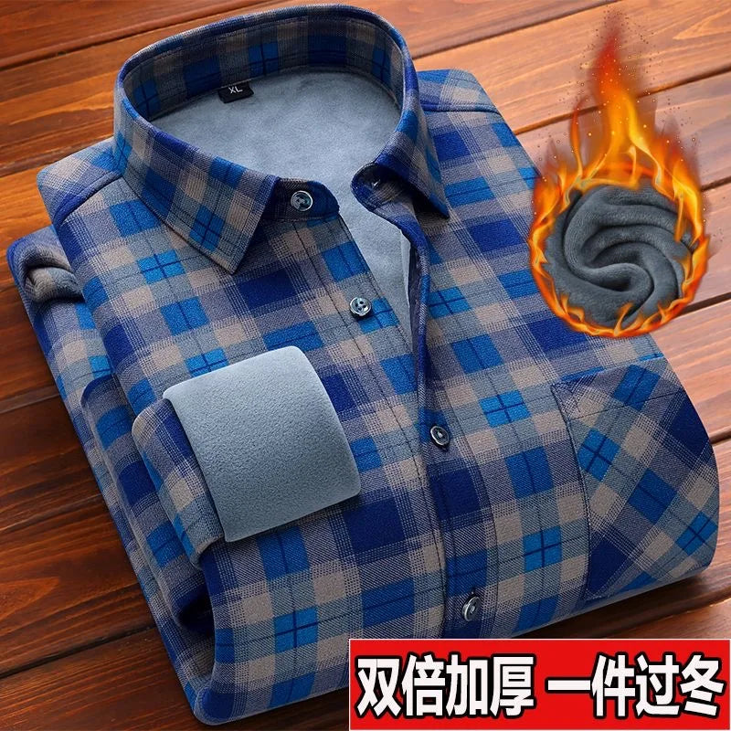 Autumn/winter Fashion Trend American Vintage Thickened Warm Plaid Shirt Men's Loose Large Size High Quality Long Sleeve Shirt