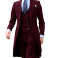 Suits for Men Peak Lapel Long Tail Coat 3 Pieces Blazer Vest and Pants Set Formal  Wedding Dresses Ceremony Evening Party