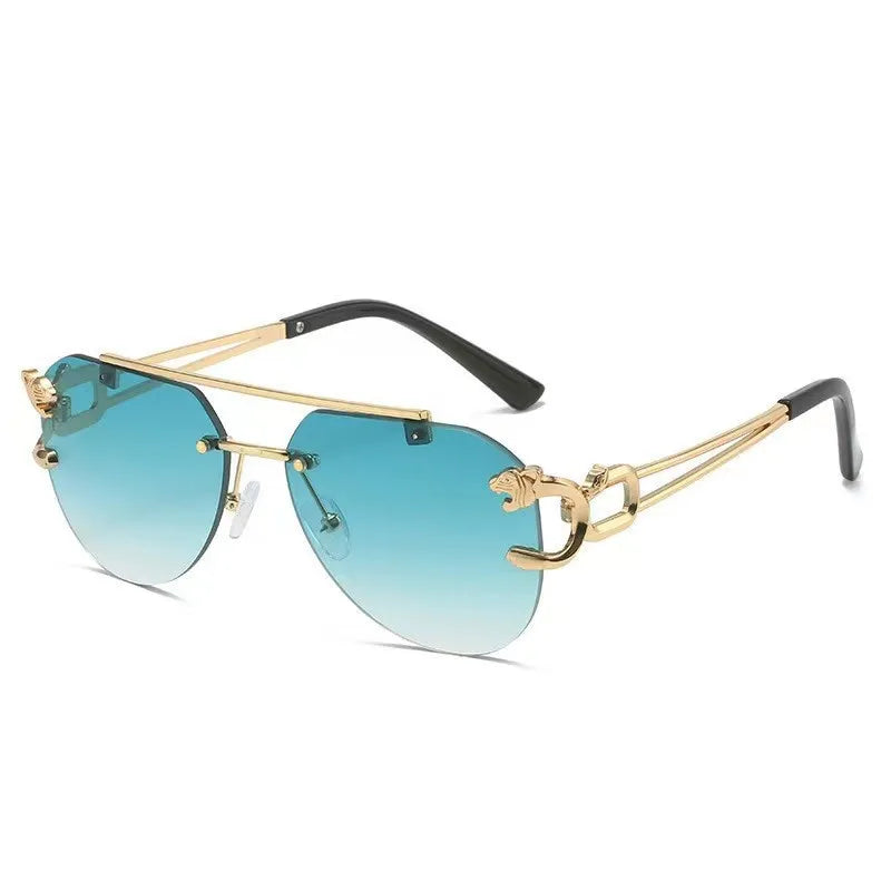 New Trendy Rimless Sunglasses Men Women Fashion Oversized Square Shades Eyewear Double Bridge Gradient UV400 Sun Glasses