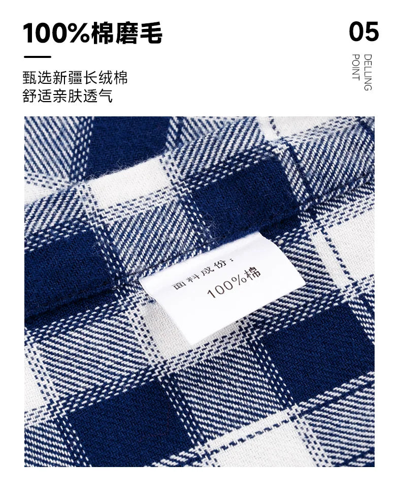 Pure Cotton Men's Plaid Shirts Long Sleeved Regular Fit Casual Office Fashion Shirts Leisure Autumn Male Check Blouses Plus Size