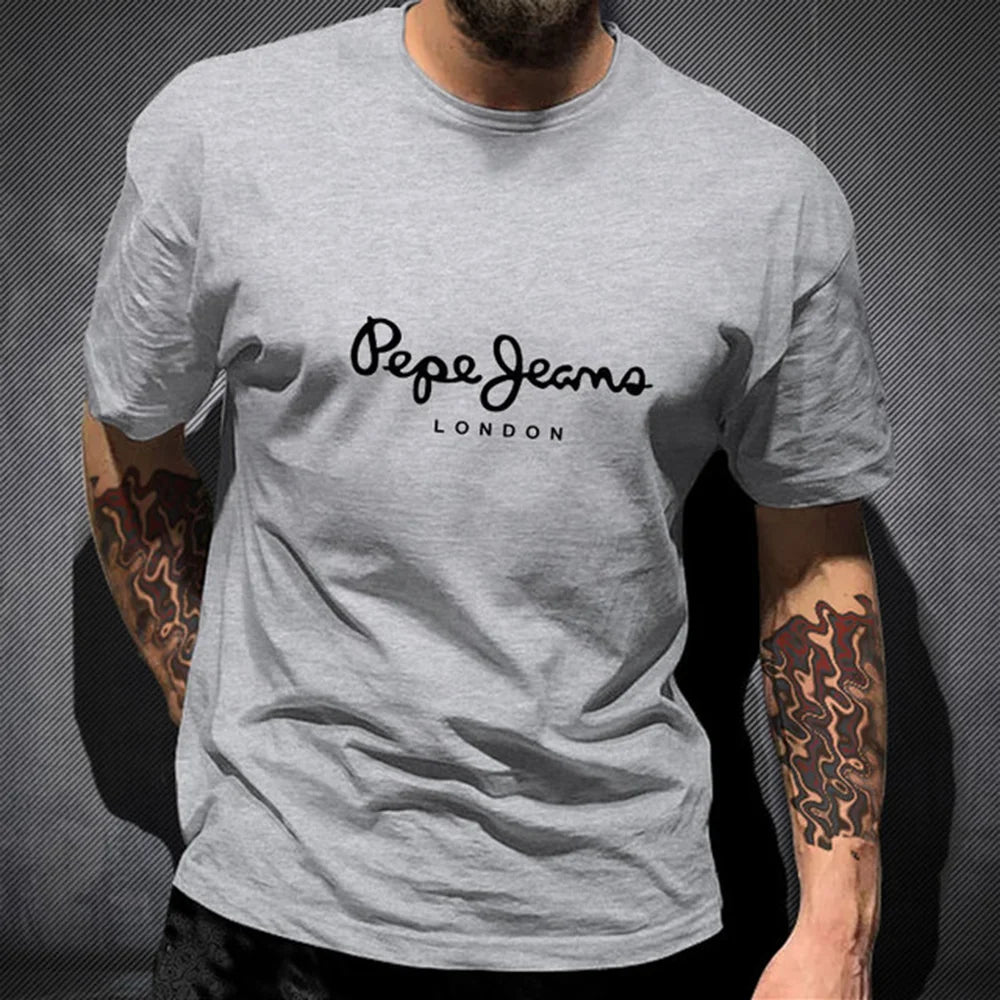 Newest Pepe Jeans London Logo T Shirt Summer Men Short Sleeve Popular Fashion 100%Cotton Tops Trendy Streetwears Tees Clothing