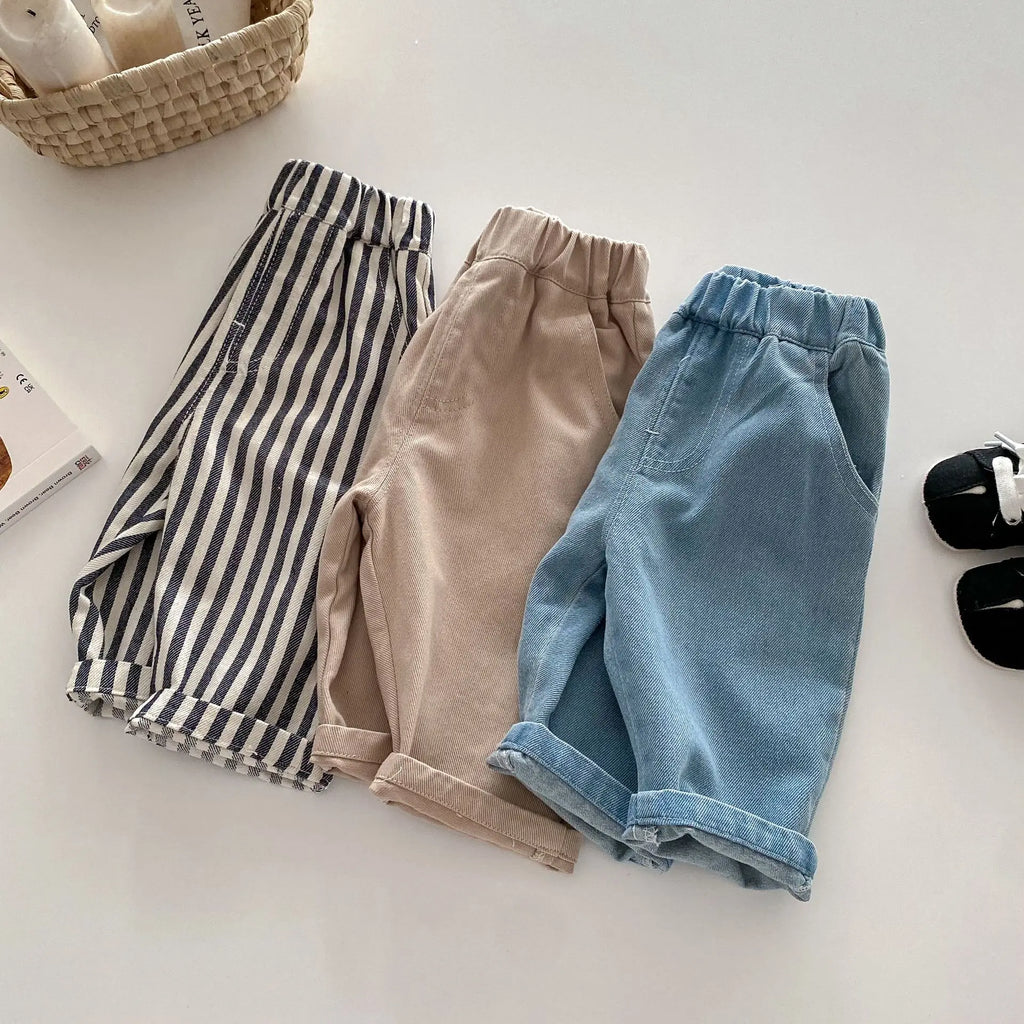 0-5Y Kids Boys Cotton Denim Pants Summer 2026 Baby Jeans New Stylish Korean Style Children's Casual Soft Trousers Clothing Boys
