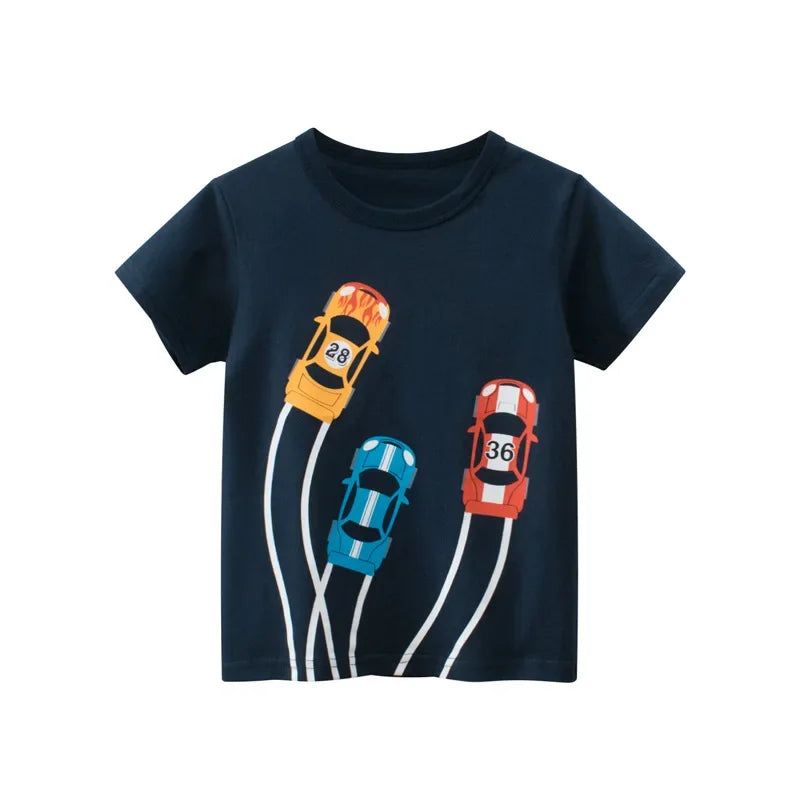 2 3 4 5 6 7 8 9 Years Boys Short Sleeve T-shirts Korean Version Kids Clothing Children Cotton Tees Summer Cartoon Tops