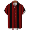 Simple Striped Graphic Shirts For Men Fashion Summer Short Sleeve 3D Printed Lapel Button Shirt Casual Oversized Daily Wear Tops