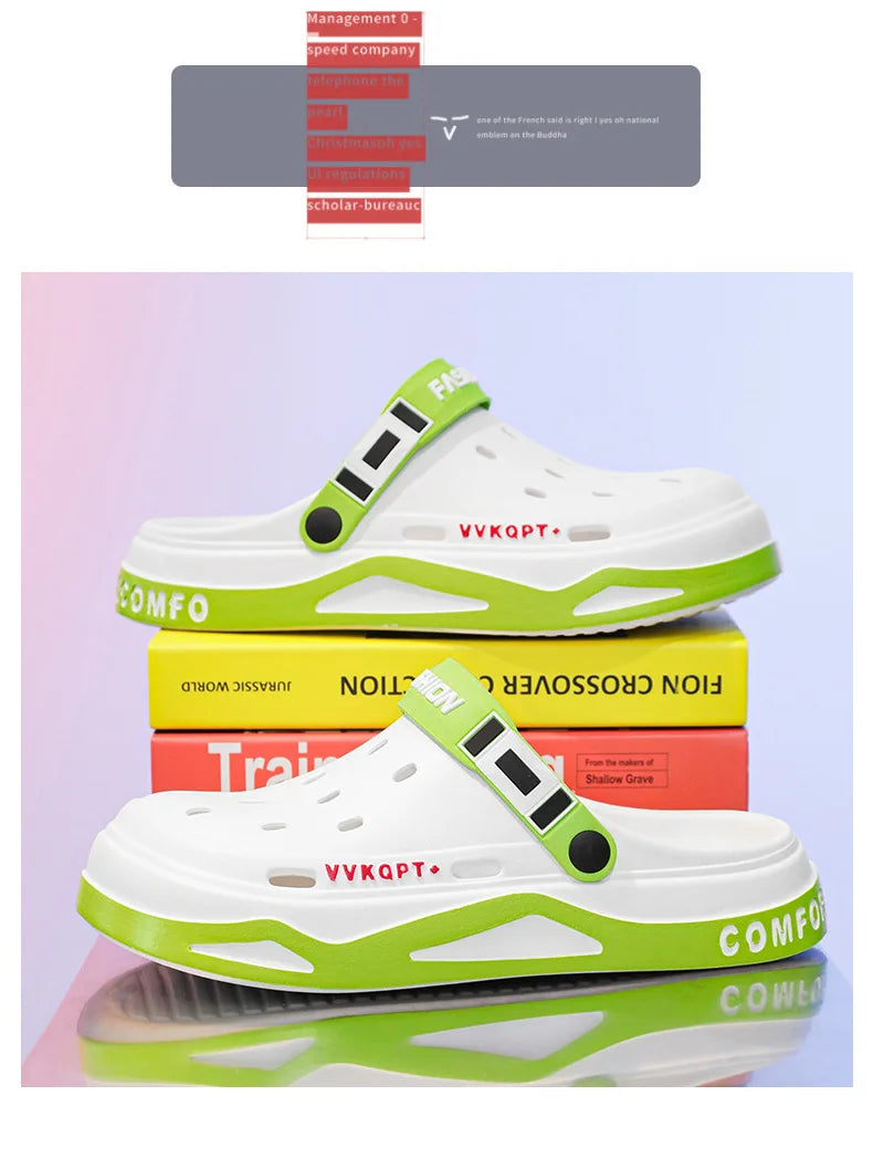 Summer Men Sandals Light EVA Men's Casual Shoes Platform Hole Shoes Clogs Men Home Garden Outdoor Male Beach Slippers Big Size