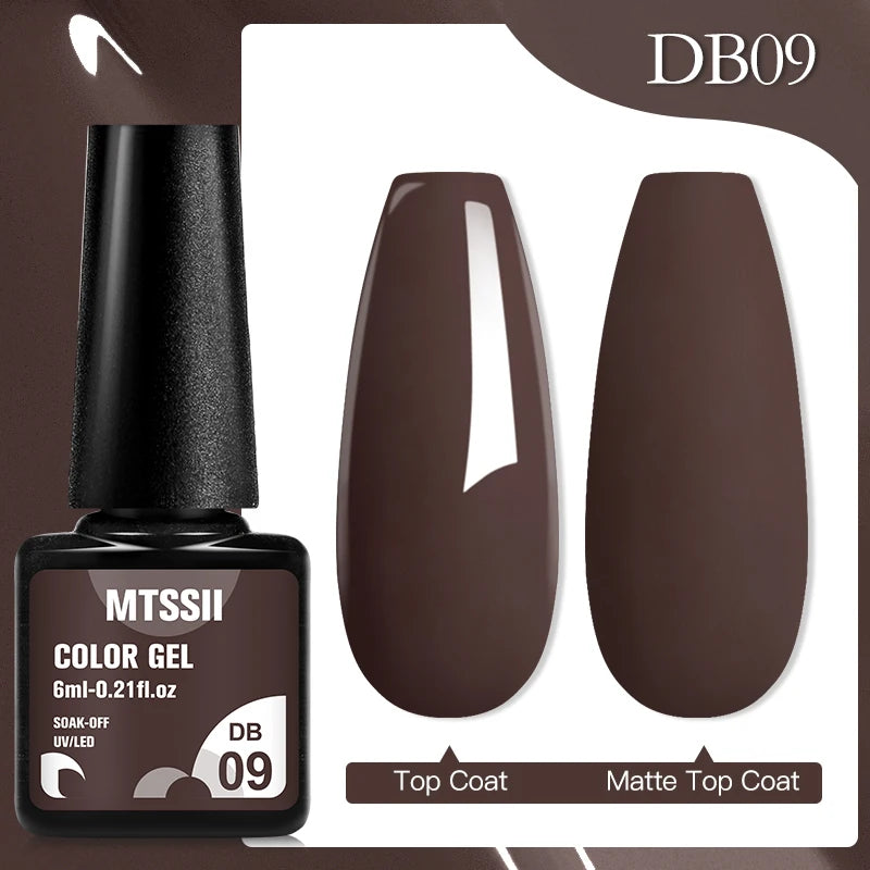 Mtssii 6ML Chocolate Color Gel Nail Polish Brown Semi Permanent UV Gel Autumn Winter Popular Soak Off Nail Art Gel Varnishes