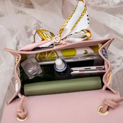 2024 New Women Ribbon PU Leather Bow Decor Mini Flap Hangbag Ladies Fashion Wallet Shoulder Messenger Crossbody Bag Totes Wallet