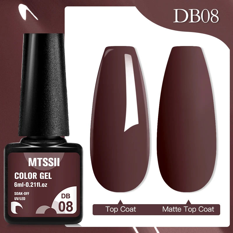 Mtssii 6ML Chocolate Color Gel Nail Polish Brown Semi Permanent UV Gel Autumn Winter Popular Soak Off Nail Art Gel Varnishes